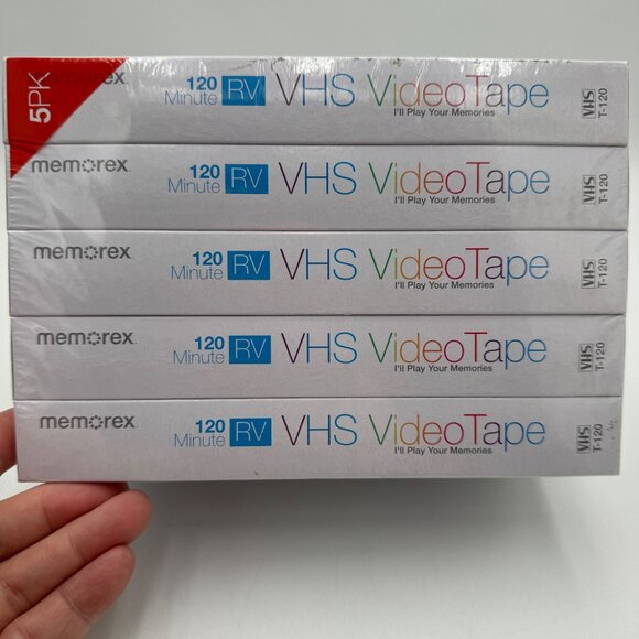 Memorex 120 Minute RV 6-Hour Blank VHS Tapes T-120 PG Pack of 5 NEW Sealed - Picture 3 of 10